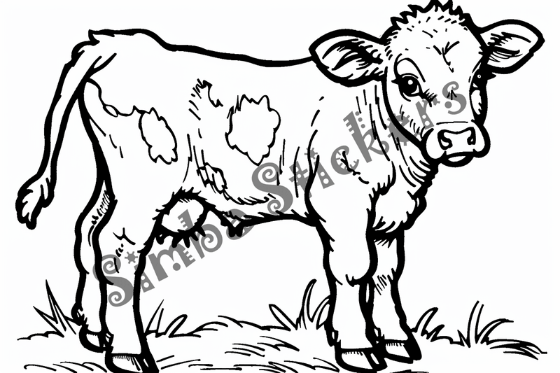 Colouring pages, bundle of cattle calves, 10 images