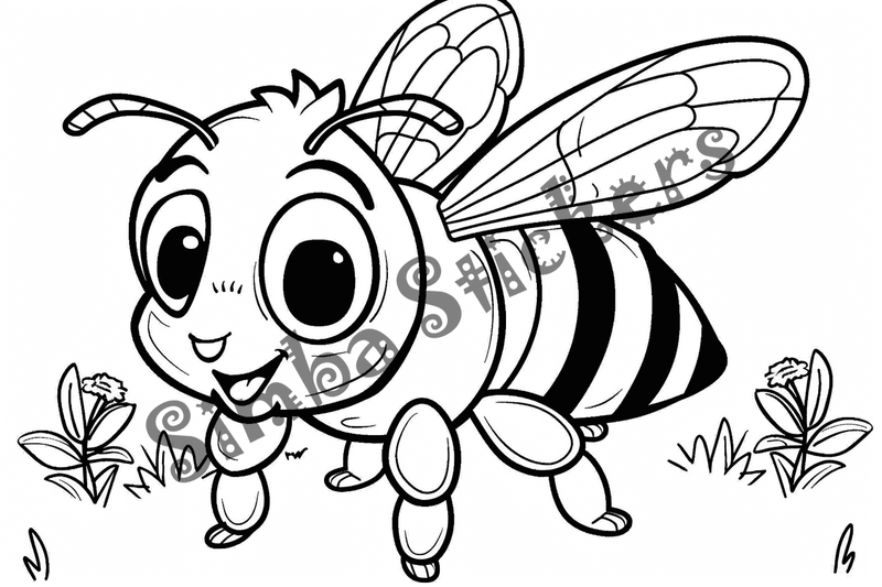 Colouring pages, bundle of single bees, 10 images