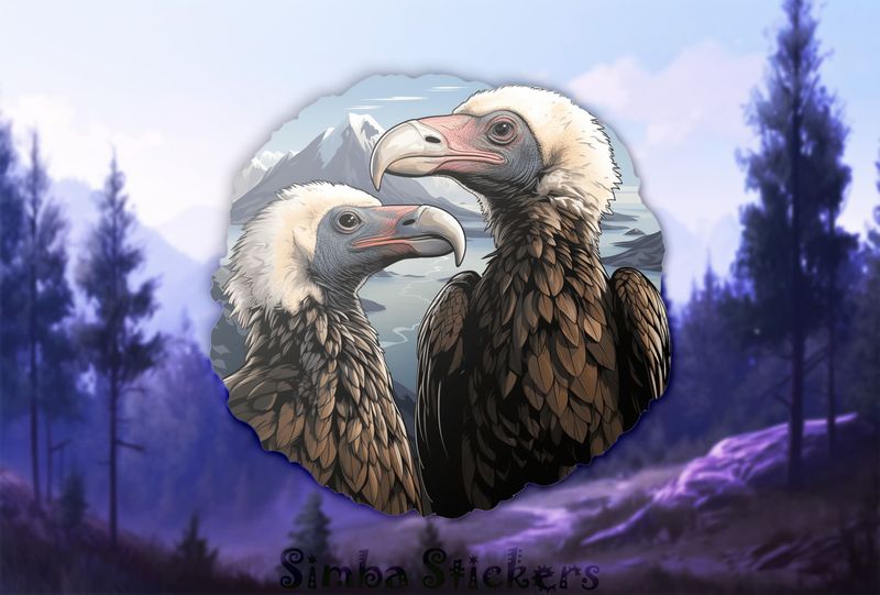 Vultures in love beak-to-beak in the mountains, gh91ie