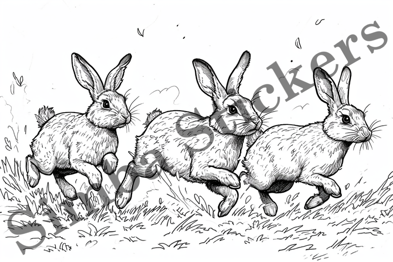 Colouring pages, Bundle of hares, 25 images