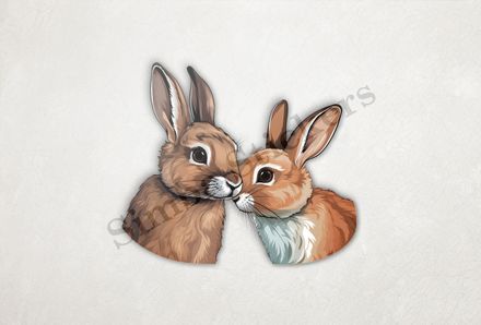 Rabbits in love , nose-to-nose