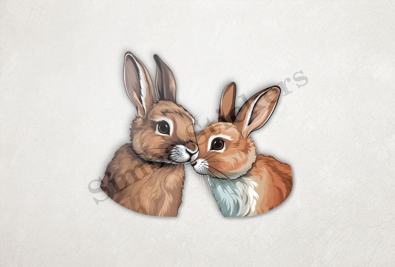 Rabbits in love , nose-to-nose