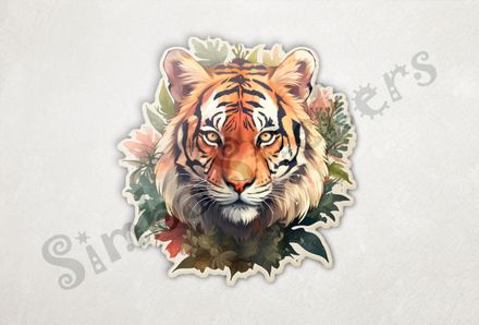 Tiger face in the green