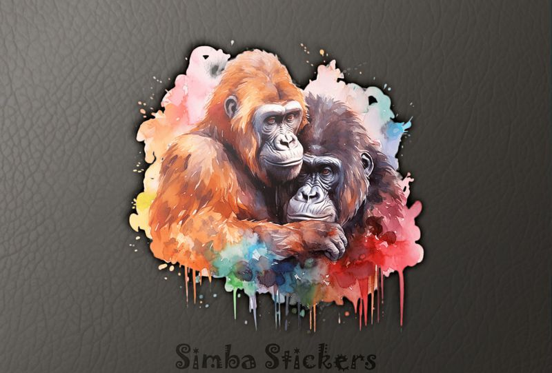 Gorillas in loving embrace, head-to-head, opukzy