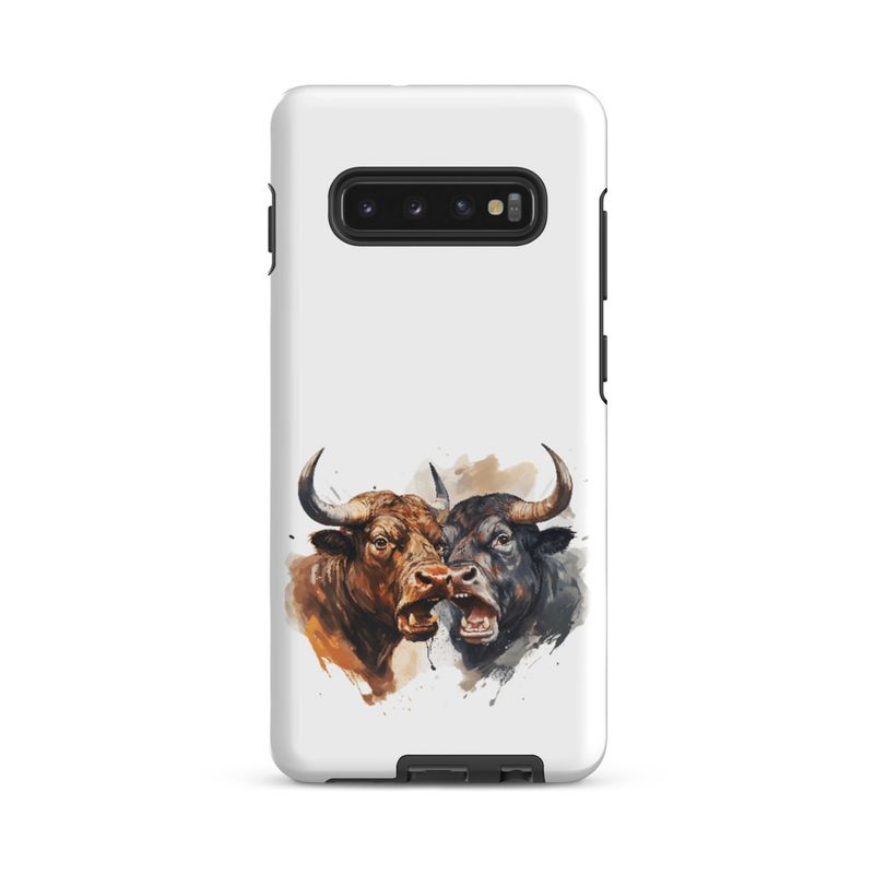 Tough Case for Samsung, Bulls facing up to each other, watercolour, dx5eff