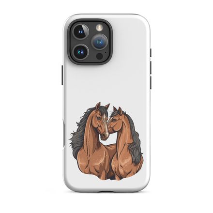 Tough Case for iPhone, Two brown horses snuggling, tdwcyd
