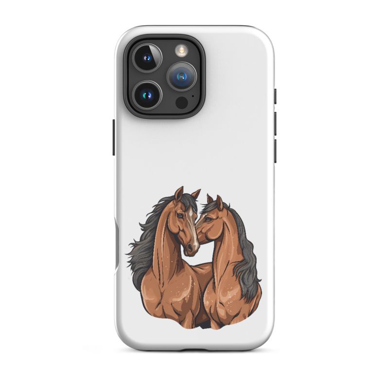 Tough Case for iPhone, Two brown horses snuggling, tdwcyd