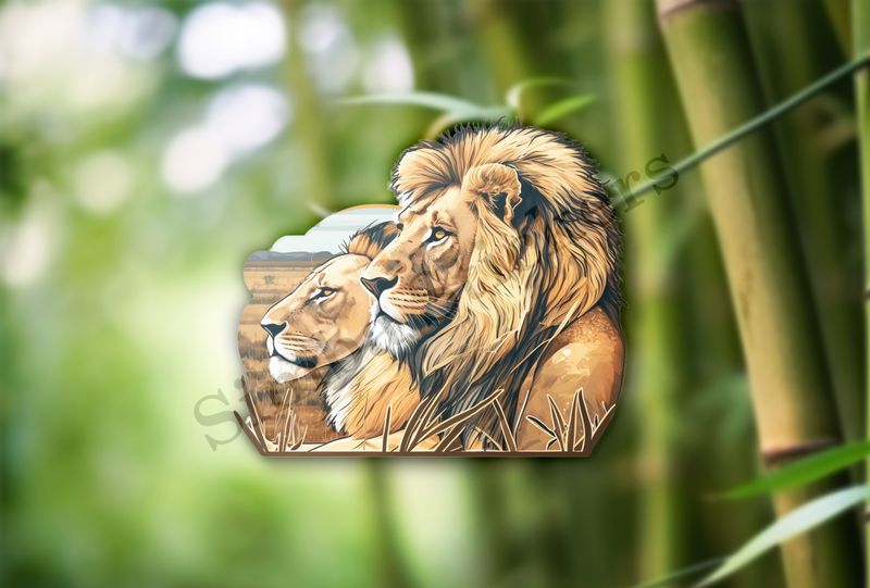 Male lion with lioness