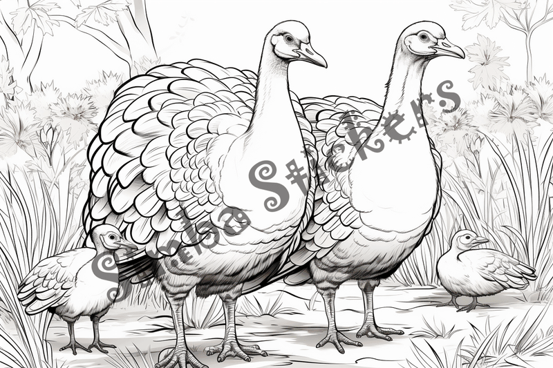 Colouring pages, bundle of turkeys in love, 25 images