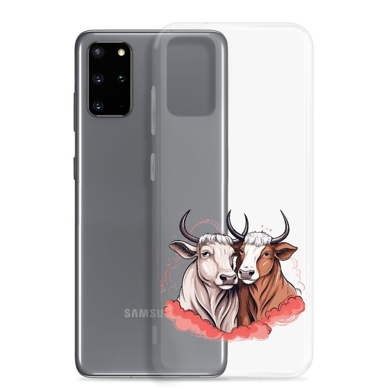 Clear Case for Samsung, Bull and cow, romantic, reddish clouds, qoucds