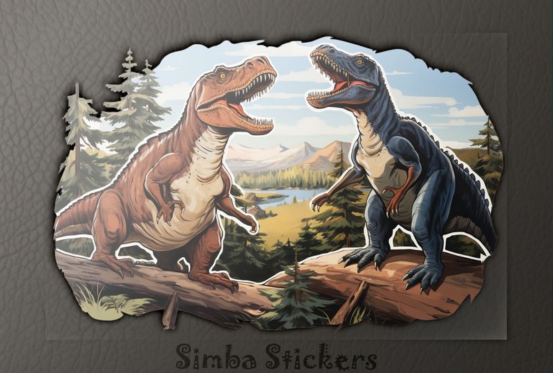 Dinosaurs roaring in tandem