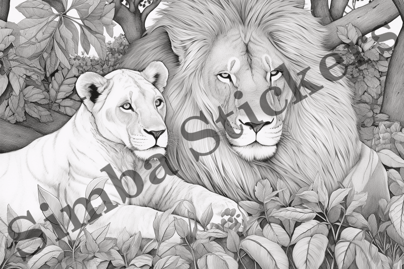 Colouring pages, Bundle of lions, 10 images