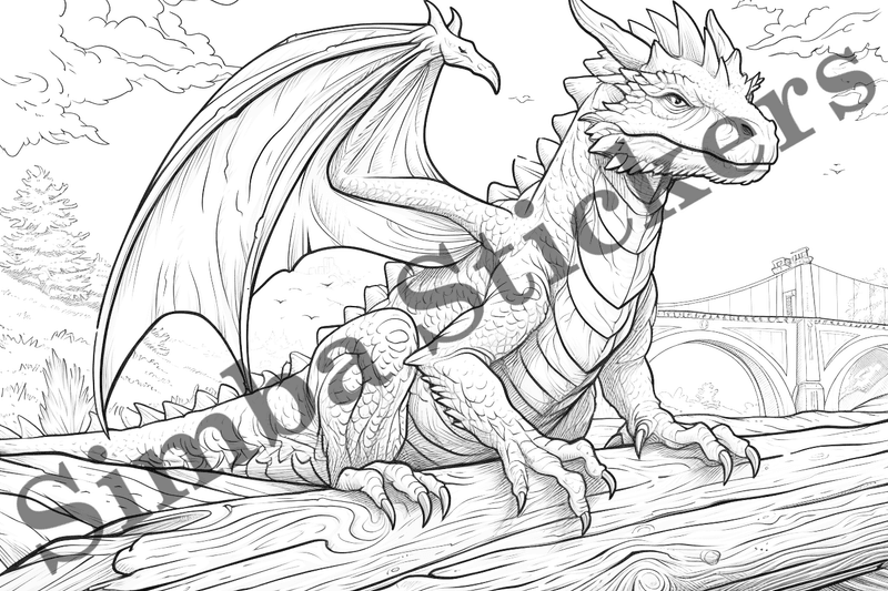 Colouring pages, bundle of dragons, 25 images