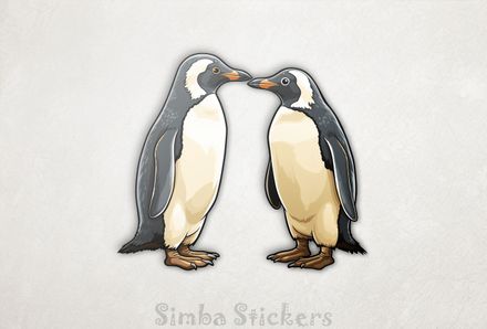 Penguins in love beak-to-beak, watercolour, ehkmxc