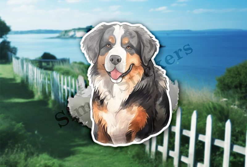 Bernase Mountain dog, watercolour
