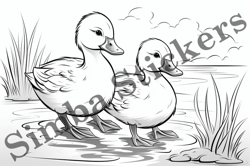 Colouring pages, Bundle of ducks in love, 25 images