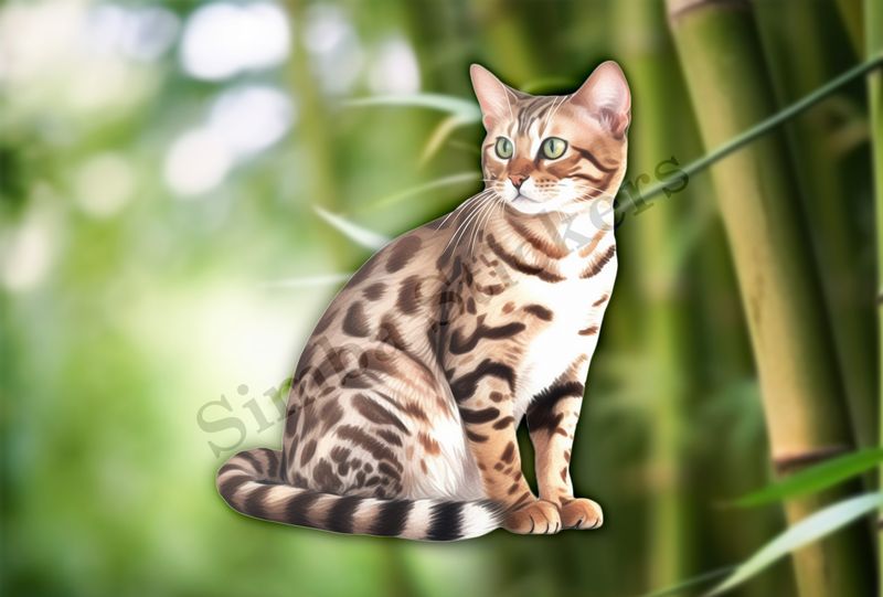 Bengal cat, watercolour