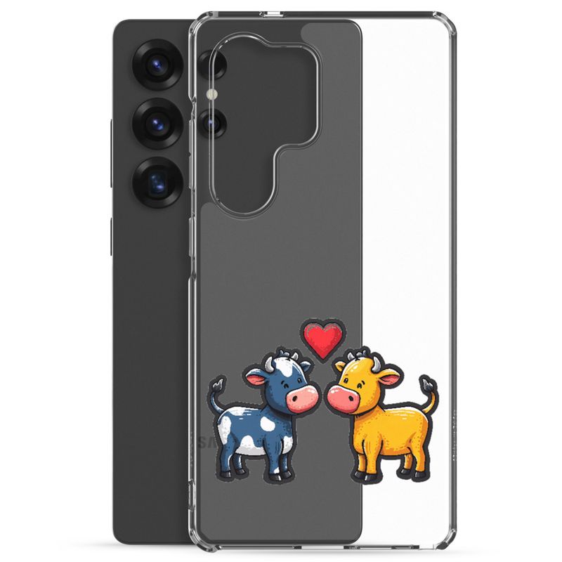 Clear Case for Samsung, Cattle, bull and cow in love, colourful , heart in picture, fvta2y