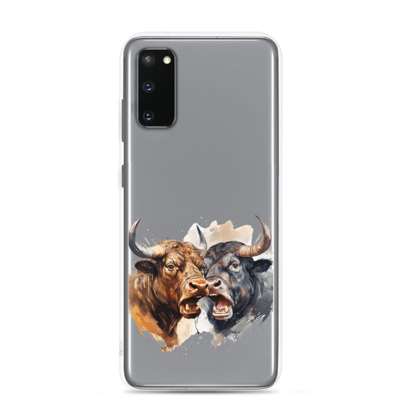 Clear Case for Samsung, Bulls facing up to each other, watercolour, dx5eff