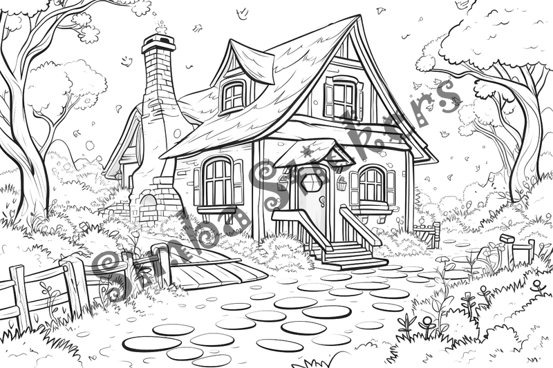Colouring pages, bundle of houses, 25 images 2