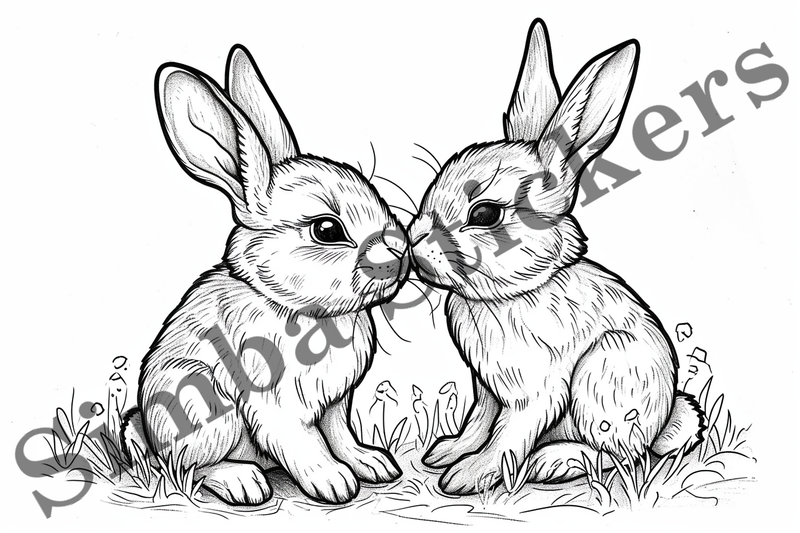 Colouring pages, Bundle of hares, 25 images