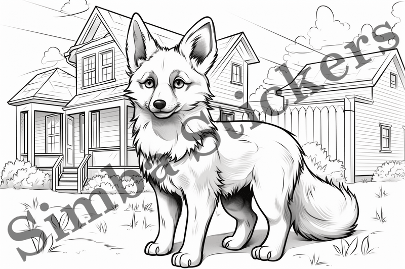 Colouring pages, Bundle of foxes, 10 images