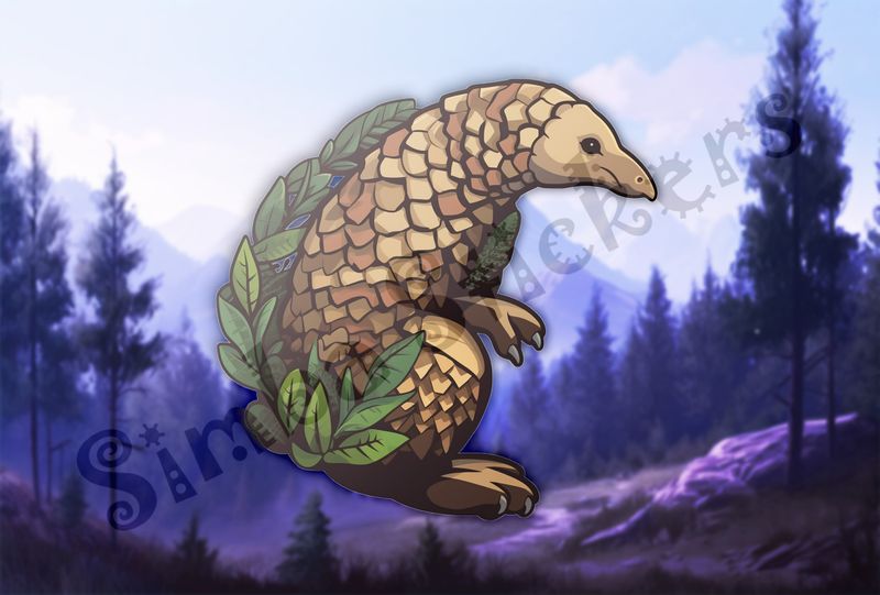 Pangolin standing in green leaves