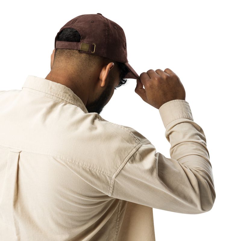 Vintage Corduroy Cap, Majestic lion face, outline art 