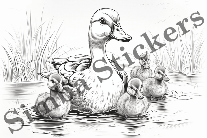 Colouring pages, Bundle of ducks in love, 25 images