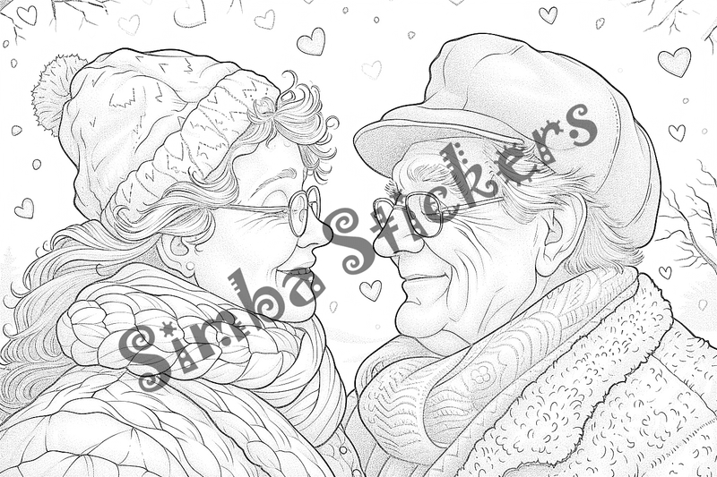 Colouring pages, bundle of people, grandparents and family, 25 images
