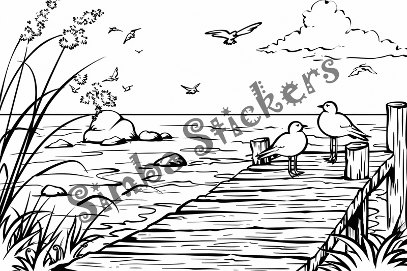 Colouring pages, bundle of seagulls, 25 images