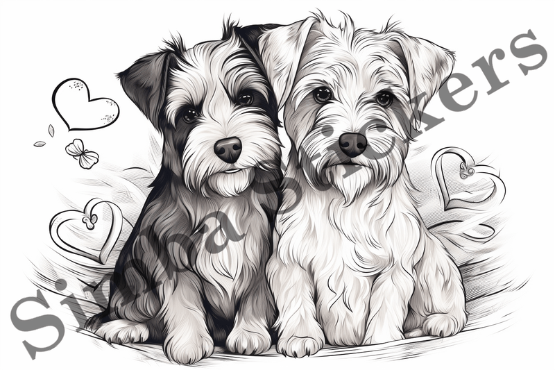 Colouring pages, Bundle of dogs in love, 10 images