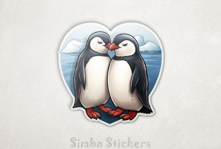 Penguins beak-to-beak with Arctic background, qnrk7v