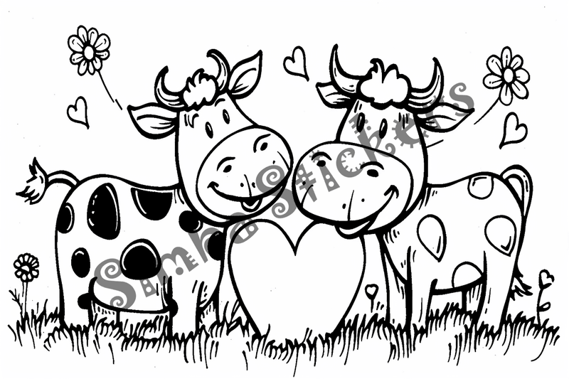 Colouring pages, bundle of cattle, simple, 10 images