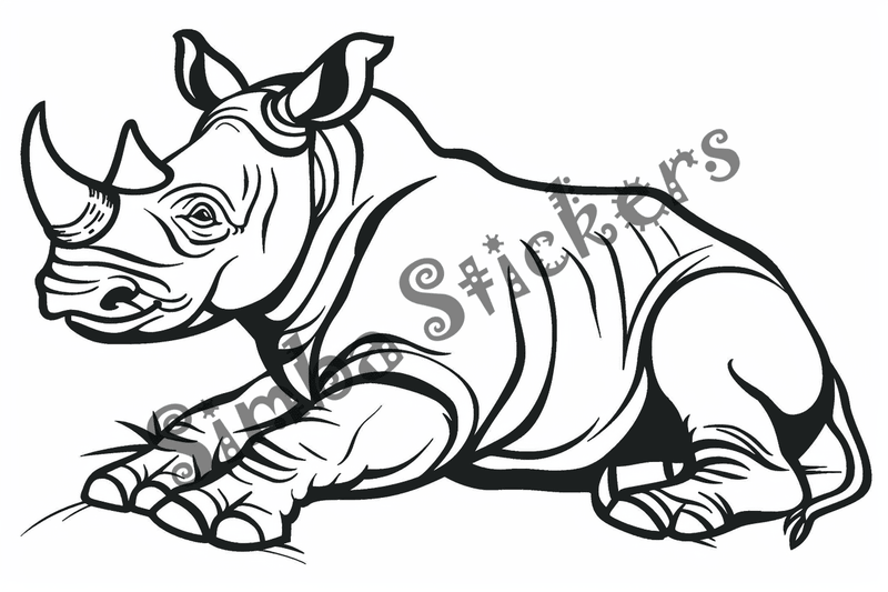 Colouring pages, bundle of singular rhinos, 10 images