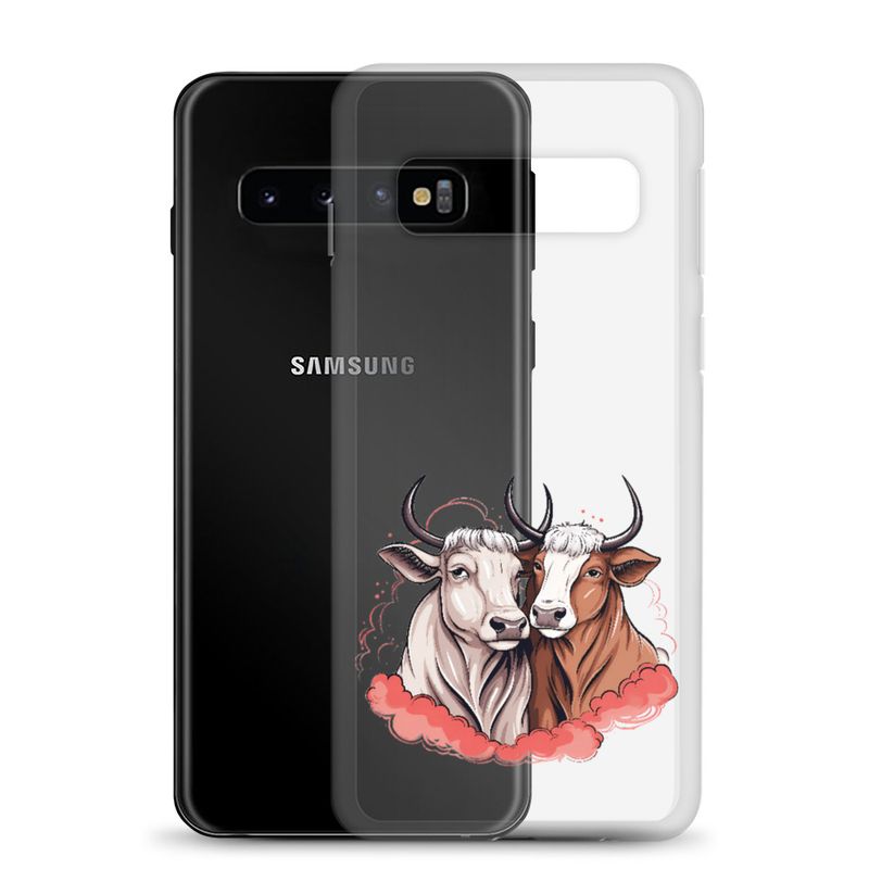 Clear Case for Samsung, Bull and cow, romantic, reddish clouds, qoucds