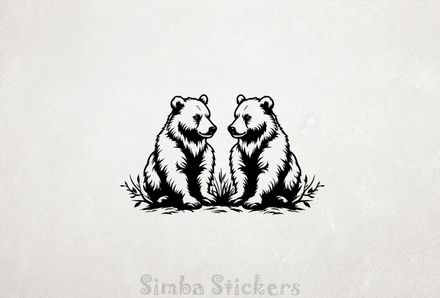 Bears sitting down with side-glances, outline art, wfuy5r
