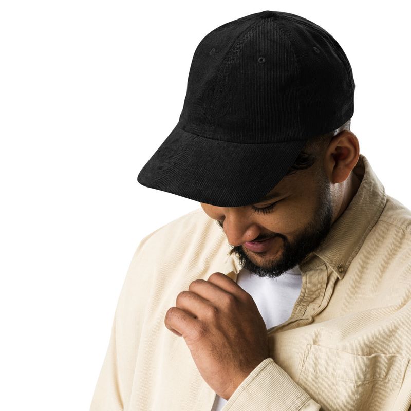 Vintage Corduroy Cap, Majestic lion face, outline art 