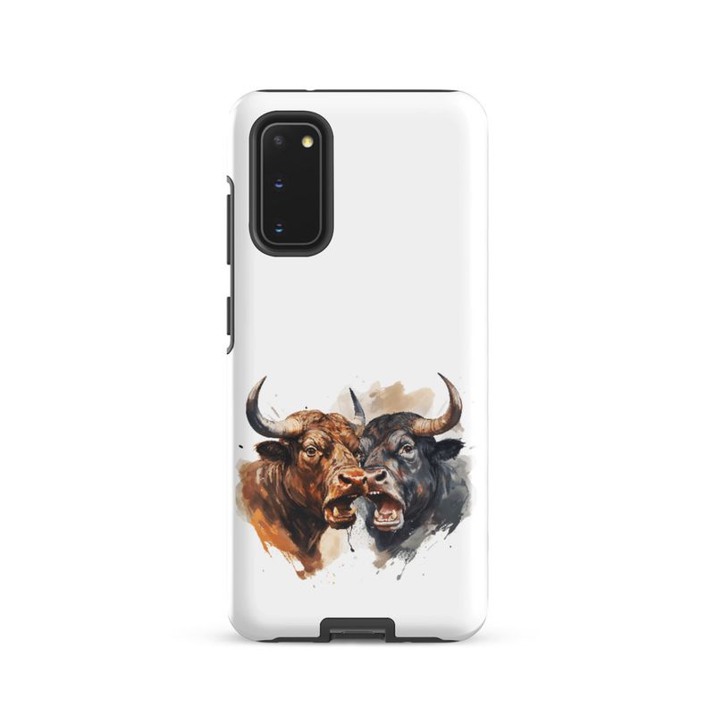 Tough Case for Samsung, Bulls facing up to each other, watercolour, dx5eff