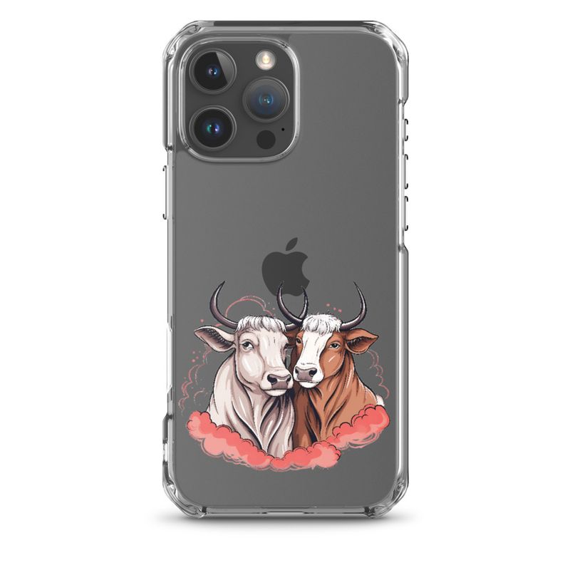 Clear Case for iPhone, Bull and cow, romantic, reddish clouds, qoucds