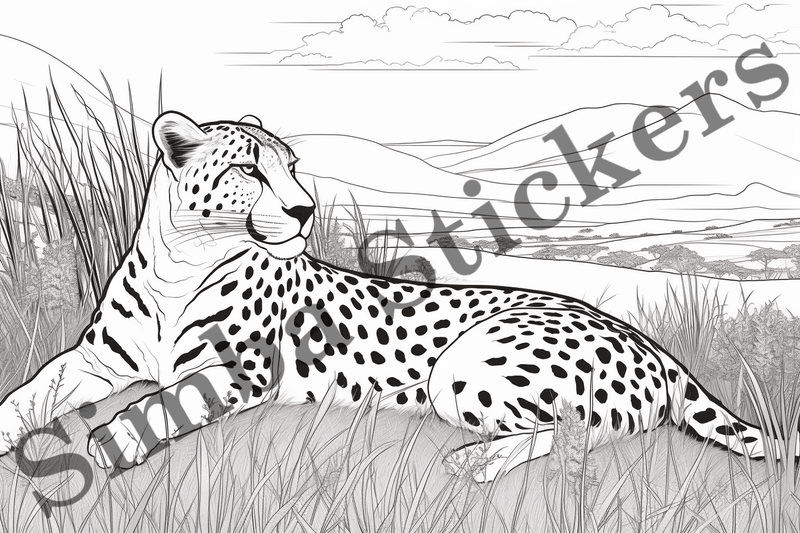 Colouring pages, Bundle of cheetahs, 25 images