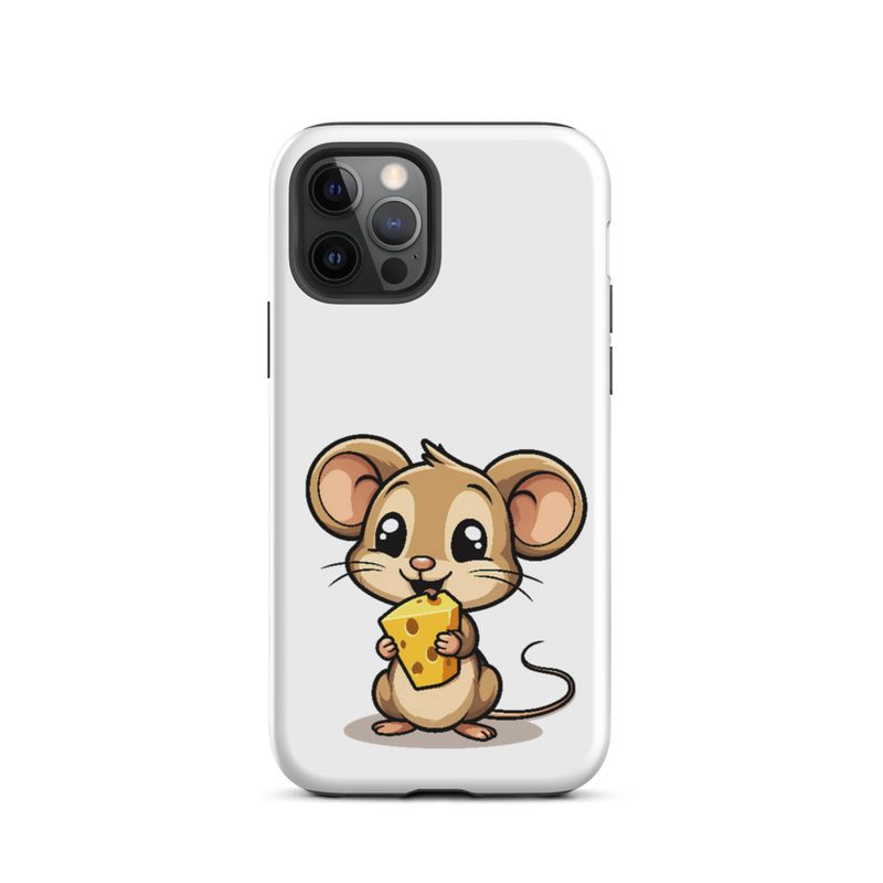 Tough Case for iPhone, Small Mouse happily licking large chunk of cheese, pqapy6