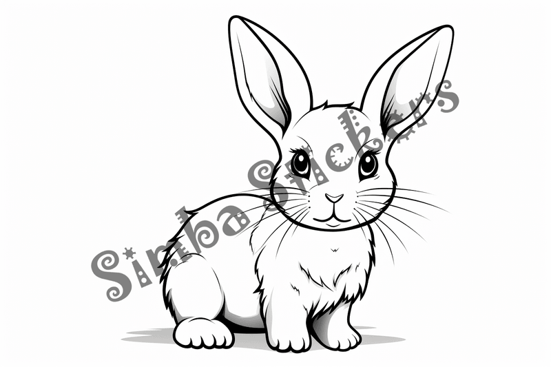 Colouring pages, bundle of singular rabbits, 10 images