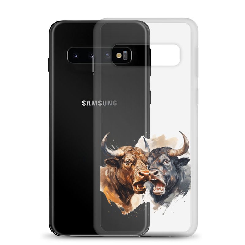 Clear Case for Samsung, Bulls facing up to each other, watercolour, dx5eff