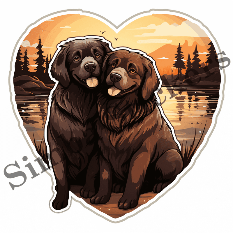 Newfoundland dogs in love, image set, 10 images