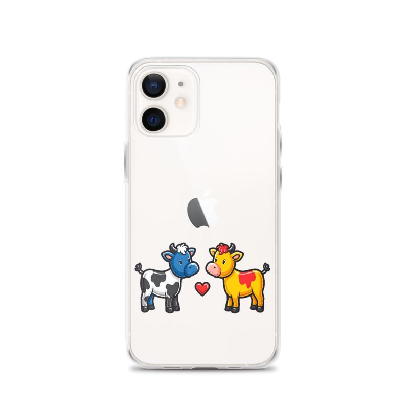 Clear Case for iPhone, Cattle, bull and cow in love, both colourful, zbyzzs