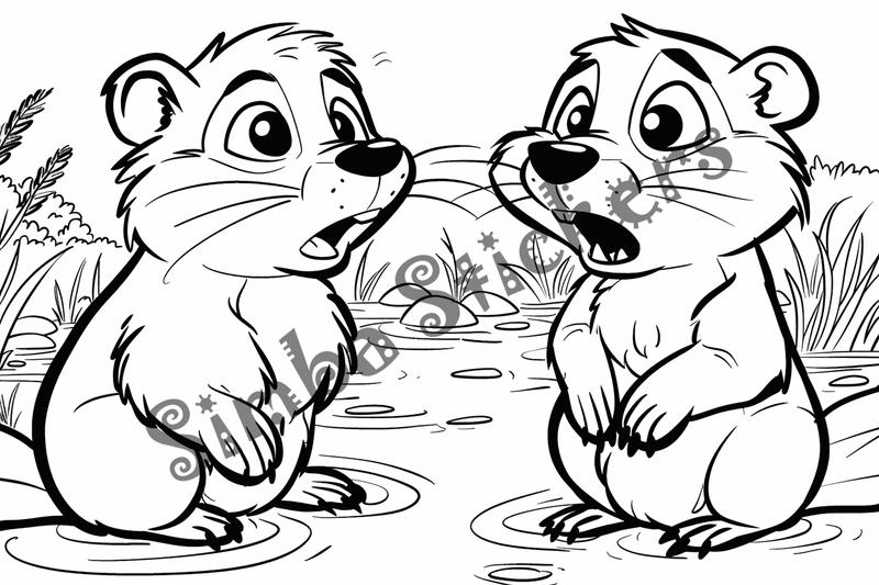 Colouring pages, bundle of beavers, 50 images