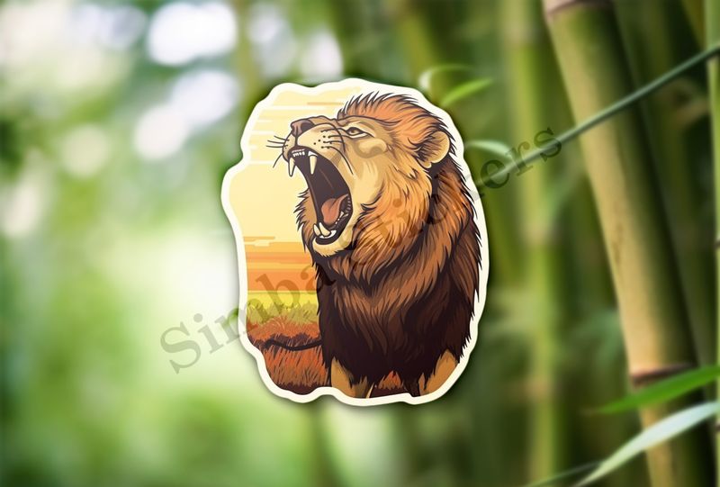 Male lion roaring  