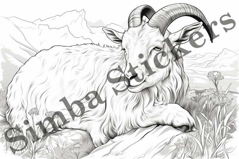 Colouring pages, Bundle of goats, 10 images