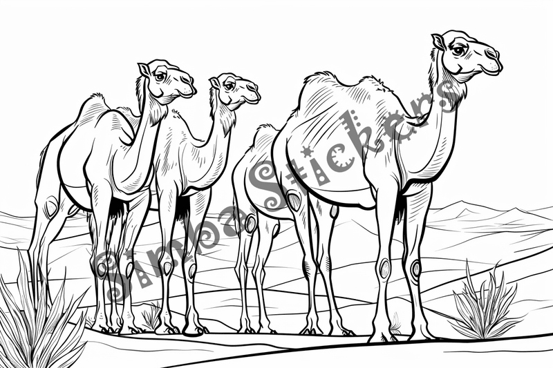 Colouring pages, bundle of Sahara Desert, 25 images
